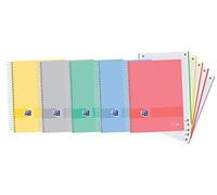 Oxford, Europeanbook5 Oxford & You Cahier A4+, micro-perforé, couverture extra rigide, quadrillage 5 x 5, 120 feuilles, couleurs aléatoires avec 5 couleurs de bande