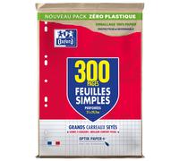 Oxford Feuille simple A4 perforé - Grands carreaux Seyes avec marge - Etui de 300 feuilles