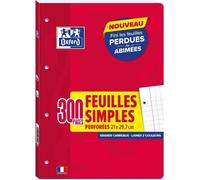 Feuilles simples détachables 300 pages séyès format A4 21 x 29,7 cm Oxford - perforées