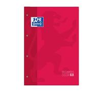 Oxford, Feuilles quadrillées de rechange pour grille 5 x 5, couvercle souple, 80 feuilles, couleur rouge collé