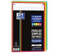Feuilles Simples Oxford Color System 210X297 Perforees Film 200P Seyes Assorti