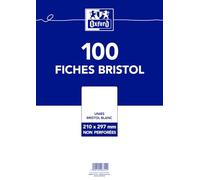 OXFORD Fiches Bristol A4 Uni 100 Fiches Blanches Sous Film