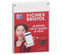 Oxford Fiches Bristol A5 (14,8 x 21 cm) - Lot de 50, 250 g/m² blanc recto/verso, coins arrondis, compatible Scribzee