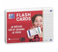 Oxford Fiches Bristol Flash Cards A6 - 80 pcs, lignées recto/verso, cadre blanc, fabriqué en France