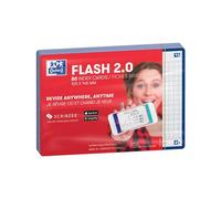 OXFORD Flash 2.0 - 80 Fiches Bristol Flash Card A6 (10 5 x 14,8cm) Petits Carreaux Cadre Bleu Marine