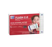 Oxford Flash 2.0 - 80 Fiches Bristol Flash Cards 7,5 x 12,5 cm Ligné Cadre Blanc