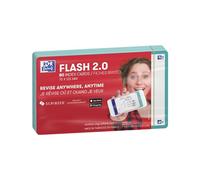 OXFORD Flash 2.0 - 80 Fiches Bristol Flash Cards 7,5 x 12,5cm Fond Blanc Uni Cadre Vert Menthe
