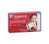 OXFORD Flash 2.0 - 80 Fiches Bristol Flash Cards 7,5 x 12,5cm Petits Carreaux Cadre Violet