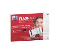 Oxford Flash 2.0 - 80 Fiches Bristol Flash Cards A6 (10,5 x 14,8cm) Ligné Cadre Blanc
