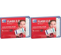 Oxford Flash 2.0-80 Fiches Bristol Flash Cards A6 (10,5 x 14,8cm) Ligné Cadre Bleu Marine (Lot de 2)