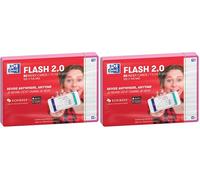 Oxford Flash 2.0-80 Fiches Bristol Flash Cards A6 (10,5 x 14,8cm) Ligné Cadre Fuchsia (Lot de 2)