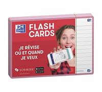 Oxford Flash 2.0 - 80 Fiches Bristol Flash Cards A6 (10,5 x 14,8cm) Ligné Cadre Rose