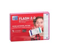 OXFORD Flash 2.0 - 80 Fiches Bristol Flash Cards A6 (10,5 x 14,8cm) Petits Carreaux Cadre Fuchsia