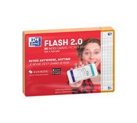 Oxford Flash 2.0 - 80 Fiches Bristol Flash Cards A6 (10,5 x 14,8cm) Petits Carreaux Cadre Orange