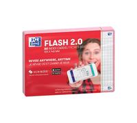 Oxford Flash 2.0 - 80 Fiches Bristol Flash Cards A6 (10,5 x 14,8cm) Petits Carreaux Cadre Rose