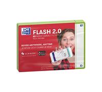 OXFORD Flash 2.0 Lot de 80 Fiches Flash Cards Format A6 (10, 5 x 14, 8cm) fond Blanc Uni Recto/Verso - cadre Vert - Fiches Bristol