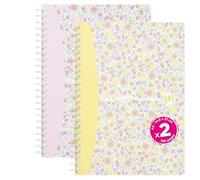 Oxford Floral Pastel, Lot de 2 Cahier Spirales A5 Petits Carreaux 120 Pages Coverture Carte, Couleurs Assortis