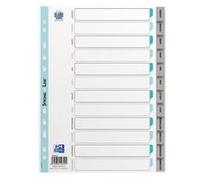 Intercalaires mensuels A4 12 positions polypro 12/100 gris