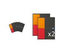 Oxford International NoteBook Lot de 5 Cahiers A5+ 160 pages petits carreaux 5x5 & Lot 2 Cahiers International Notebook A4+ Petits Carreaux 5mm 160 Pages Reliure Intégrale Couverture Carte Gris