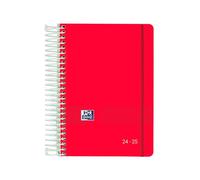 Oxford Live&Go, Agenda 2023 2024 Jour par page, couvercle en plastique, 12 x 18 cm, espagnol, rouge