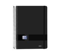 Oxford Live & Go Agenda 2024 Jour par page A5 Couvercle en plastique avec spirale, espagnol, noir