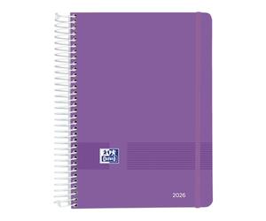 Oxford Live & Go Agenda 2026 1 jour par page, A5, couverture en plastique à spirale, espagnol, couleur lilas