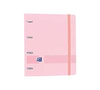 Oxford Live & Go - Classeur à 4 anneaux en plastique polyfoam avec recharge et gomme - Oxford Live & Go A4+ avec 100 feuilles de recharge, 5 bandes de couleur et quadrillage 5 x 5, rose chewing-gum