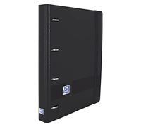 Oxford Live & Go Classeur à 4 anneaux Polyfoam avec caoutchouc, format A4+, planche amovible, feuille d'autocollants, recharge avec 5 rubans et 5 carrés de 5 x 5, noir
