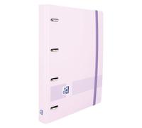 Oxford Live & Go Classeur A4+ 4 anneaux, plastique Polyfoam, fermeture avec élastique, poche porte-documents intérieure, recharge avec 5 bandes couleur et quadrillage 5 x 5, mauve pastel