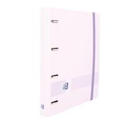 Oxford Live & Go Classeur A5 4 anneaux, plastique Polyfoam, fermeture avec caoutchouc, avec recharge à pois et feuille d'autocollants, mauve pastel