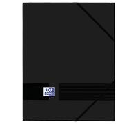 Oxford Live & Go Lot de 10 chemises A4 en plastique opaque, 3 rabats et fermeture à élastiques Noir