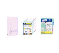 Oxford, Live & Go Lot de 4 classeurs en plastique Polyfoam avec recharge de 5 bandes quadrillées 5 x 5 et séparateurs en plastique, mauve pastel