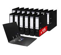 OXFORD Lot 15 Classeurs à Levier Smart Pro+ A4XL Dos 80mm 2 Anneaux en D Couverture Polypro Rembordée Noir