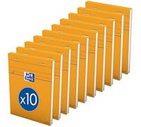 OXFORD Lot De 10 Bloc-Notes Orange A6 Petits Carreaux 5mm 80 Feuilles Agrafées Couverture Carte Enduite Orange