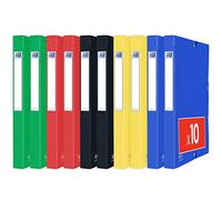 Oxford Lot de 10 Boîtes Capacité Standard Eurofolio+ 24 x 32 cm Dos 25 mm avec Elastique Couverture Carte Coloris Assortis