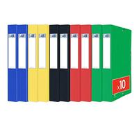 OXFORD Lot de 10 Boîtes Capacité Standard Eurofolio+ 24 x 32 cm Dos 40 mm avec Elastique Couverture Carte Coloris Assortis