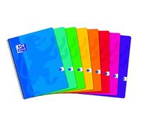 OXFORD Lot de 10 Cahier à Spirales 24 x 32cm 100 Pages Petits Carreaux 5x5mm 90g Couleurs Assorties