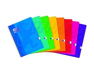 OXFORD Lot de 10 Cahiers à Spirales 24 x 32cm 100 Pages Grands Carreaux Seyès 90g Coloris Assortis