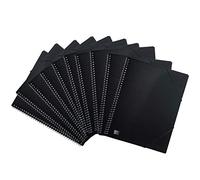 Oxford Lot de 10 cahiers à spirales A4 avec 40 pochettes en plastique Noir