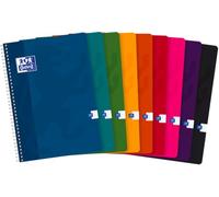 OXFORD Lot de 10 Cahiers à Spirales Format A4 (21 x 29, 7cm) 100 Pages Grands Carreaux Seyès 90g Coloris Assortis
