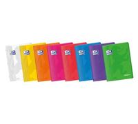 Oxford, Lot de 10 cahiers agrafés A4, carreaux de 4 x 4, couverture en plastique, 48 feuilles, couleurs vives