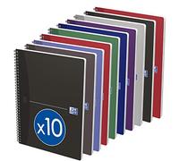 OXFORD Lot De 10 Cahiers Office Essentials A4 Ligné 7mm 100 Pages Reliure Intégrale Couverture Carte Coloris Assortis