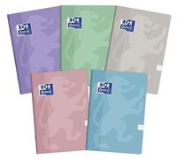 Oxford Lot de 10 cahiers scolaires A5 16 feuilles quadrillées Couleurs mélangées
