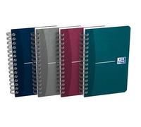 OXFORD Lot de 10 Carnets Essentials 9x14cm Petits Carreaux 180 Pages Reliure Spirale Couverture Carte Coloris Assortis
