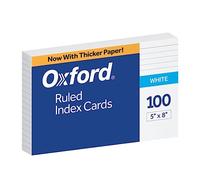 Oxford Lot de 100 fiches vierges 3 x 12,7 cm Blanc 13 x 20 cm (5 x 8") 5 x 8, 100 cards blanc