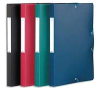 OXFORD Lot de 12 Boîtes Capacité Standard Memphis 24x32cm Dos 25mm avec Elastique Couverture Polypro Coloris Assortis