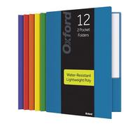 Oxford Lot de 12 chemises à 2 poches, porte-documents en plastique robuste, format lettre, couleurs assorties, 2 de chaque (bleu, vert, jaune, orange, rouge, violet) (14188)