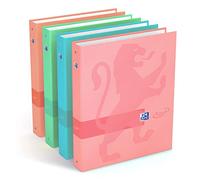 OXFORD Lot de 14 Classeur Touch A4XL Dos 40mm 4 Anneaux Ronds Couverture Carte Pelliculée Coloris Assortis