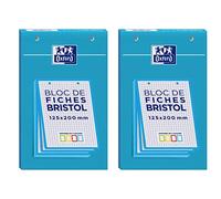 OXFORD Lot de 2 Blocs de 30 fiches bristol 125X200 perforées Q5/5 bleu