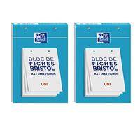 OXFORD Lot de 2 Blocs de 30 fiches bristol 148X210 perforées UNI blanc